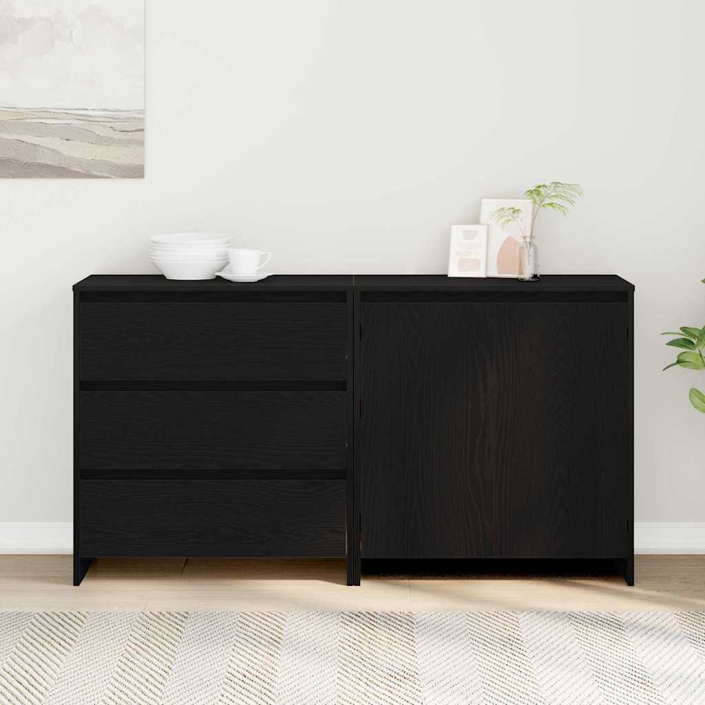 vidaXL Πλαϊνό γραφείο 2 pcs Μαύρο 70 x 41 x 75 εκ. Επεξεργασμένο ξύλο