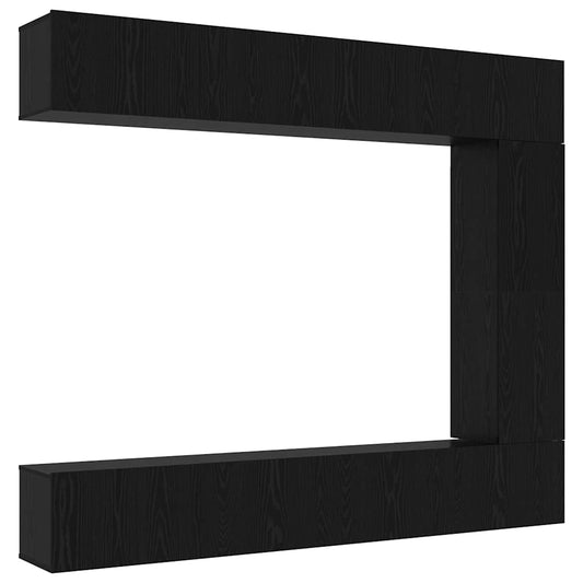 vidaXL Σετ ντουλάπας τηλεόρασης 5 τεμαχίων τοίχου μαύρης καρυδιάς από επεξεργασμένο ξύλο