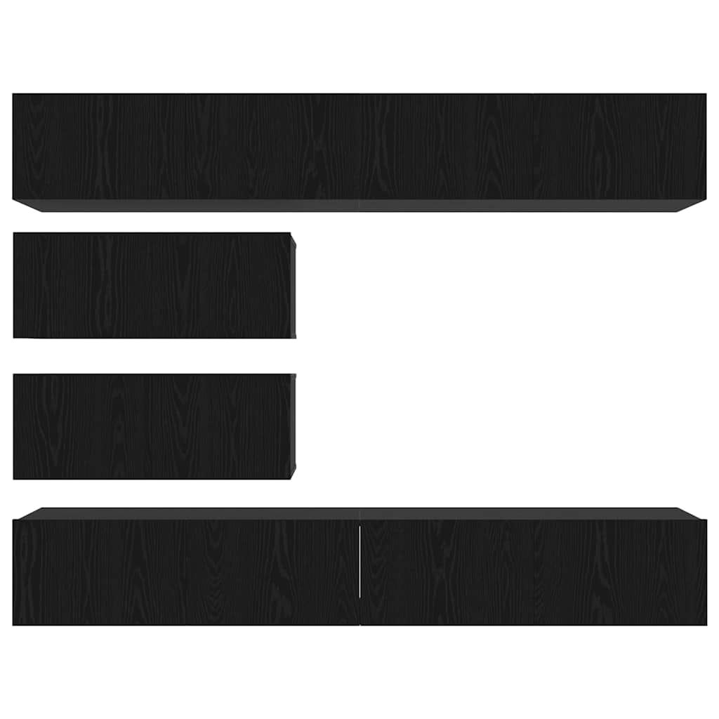 vidaXL Σετ Ντουλάπια Τηλεόρασης 6 Τεμαχίων Μαύρης Βελανιδιάς Επεξεργασμένου Ξύλου