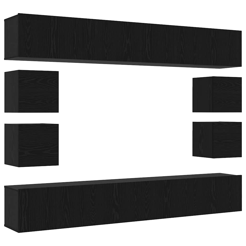 vidaXL Σετ επίπλου τηλεόρασης 8 pcs Μαύρη Οξυά Επεξεργασμένο ξύλο