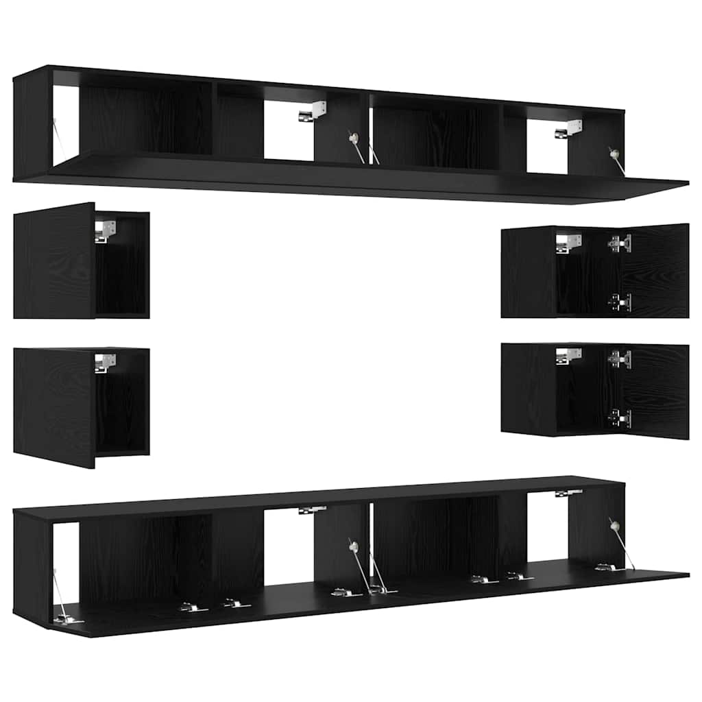 vidaXL Σετ επίπλου τηλεόρασης 8 pcs Μαύρη Οξυά Επεξεργασμένο ξύλο