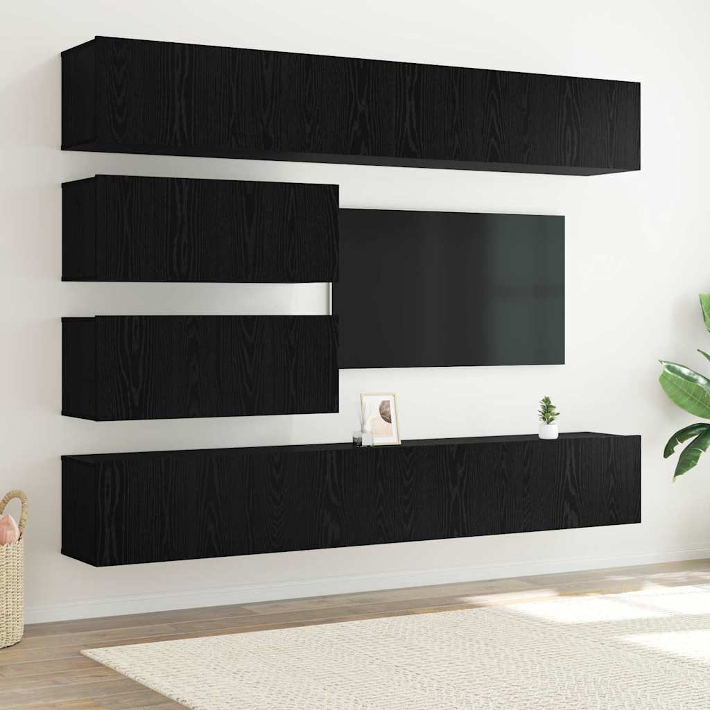 vidaXL Σετ επίπλου τηλεόρασης 6 pcs Μαύρη Οξυά Επεξεργασμένο ξύλο