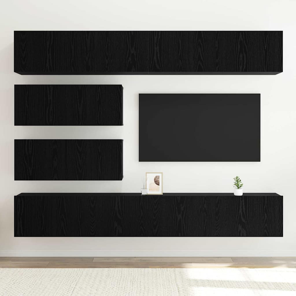vidaXL Σετ επίπλου τηλεόρασης 6 pcs Μαύρη Οξυά Επεξεργασμένο ξύλο