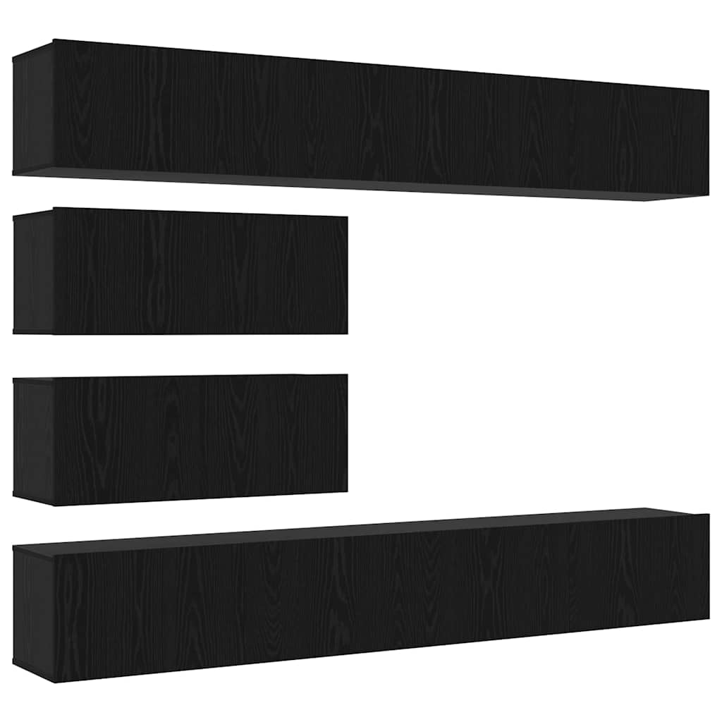 vidaXL Σετ επίπλου τηλεόρασης 6 pcs Μαύρη Οξυά Επεξεργασμένο ξύλο
