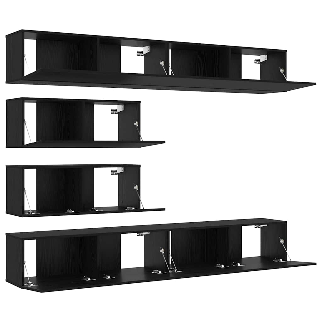vidaXL Σετ επίπλου τηλεόρασης 6 pcs Μαύρη Οξυά Επεξεργασμένο ξύλο