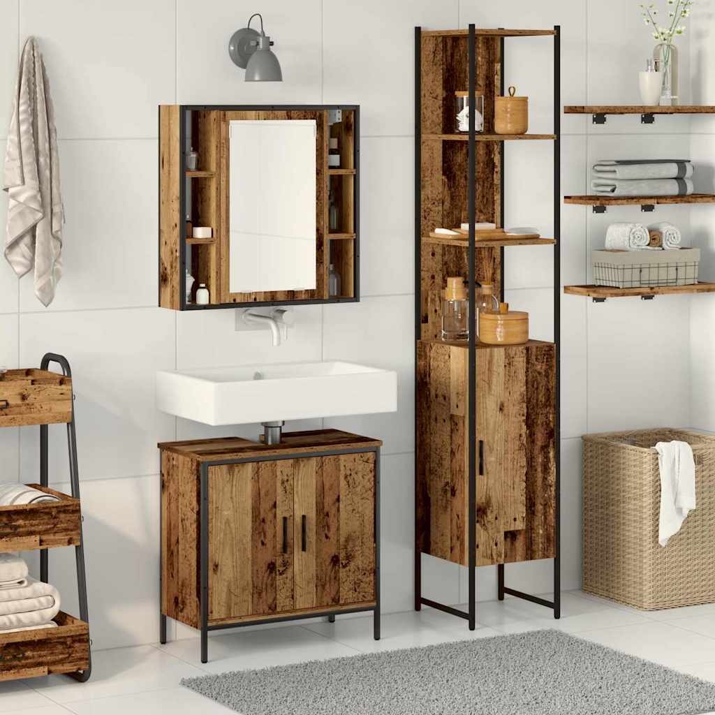 vidaXL Μονάδες Νιπτήρα Μπάνιου 3 τμχ. Καφέ 33 x 33 x 185,5 εκ