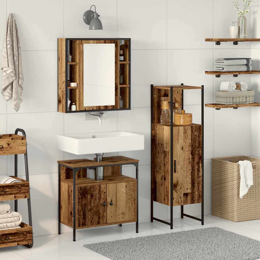 vidaXL Σετ Επίπλων Μπάνιου 3 τμχ. Καφέ 33 x 33 x 120,5 εκ.