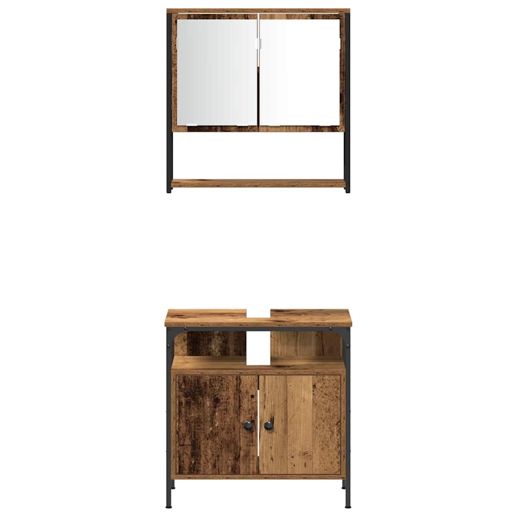 vidaXL Σετ Επίπλων Μπάνιου με πόρτα 3 pcs Καφέ 33 x 33 x 120.5 εκ.