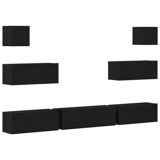 vidaXL Σετ επίπλου τηλεόρασης 7 pcs Μαύρη Οξυά 100 x 30 x 30 cm