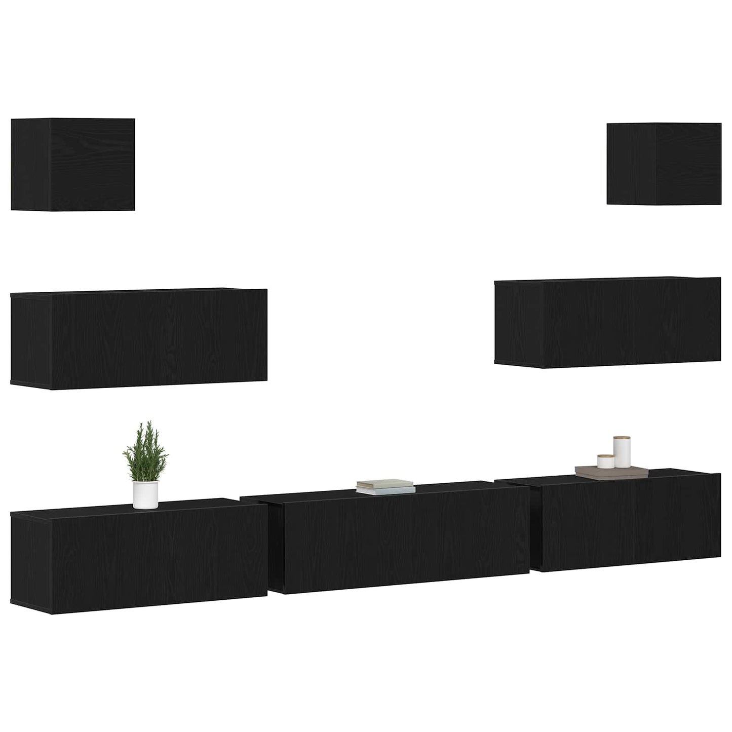 vidaXL Σετ επίπλου τηλεόρασης 7 pcs Μαύρη Οξυά 100 x 30 x 30 cm