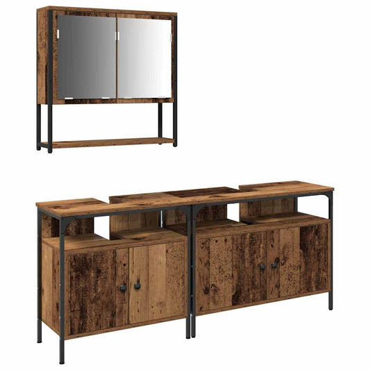 vidaXL Σετ Επίπλων Μπάνιου με αποθήκευση 3 pcs Καφέ 80 x 30 x 60 cm