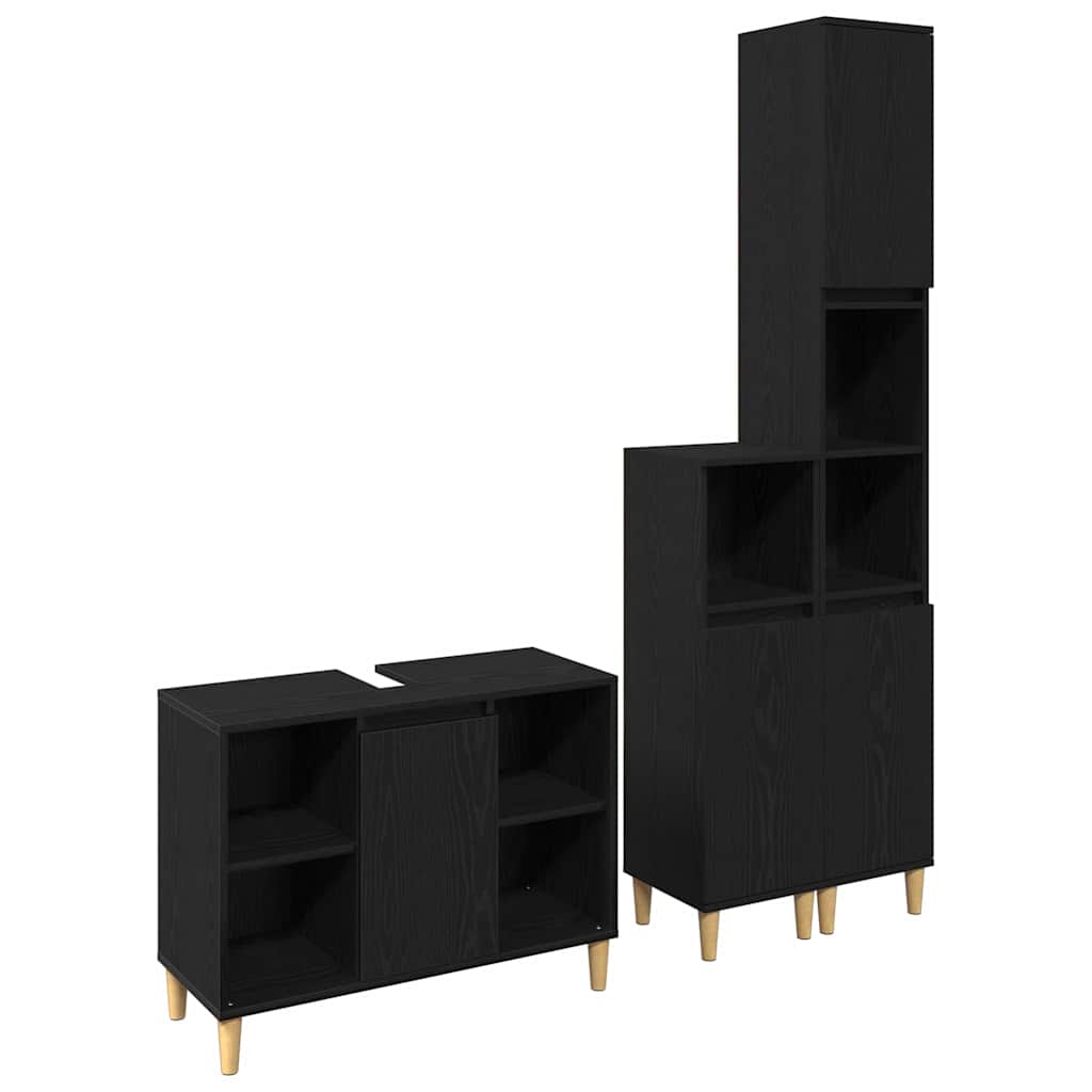 vidaXL Σετ Επίπλων Μπάνιου με αποθήκευση 3 pcs Μαύρο 60 x 30 x 60 cm