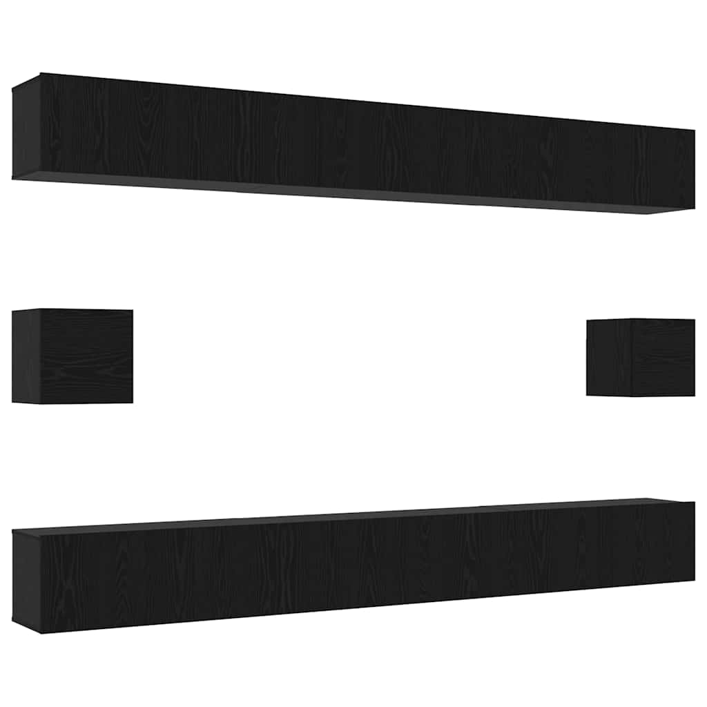 vidaXL Σετ επίπλου τηλεόρασης 8 pcs Μαύρη Οξυά Επεξεργασμένο ξύλο