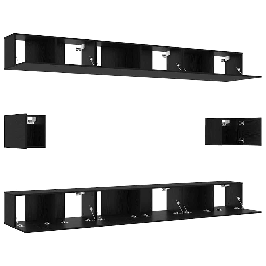 vidaXL Σετ επίπλου τηλεόρασης 8 pcs Μαύρη Οξυά Επεξεργασμένο ξύλο