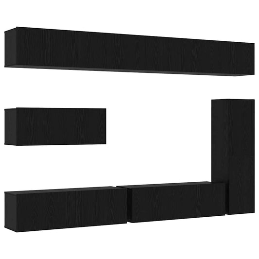 vidaXL Σετ επίπλου τηλεόρασης 7 pcs Μαύρη Οξυά Επεξεργασμένο ξύλο