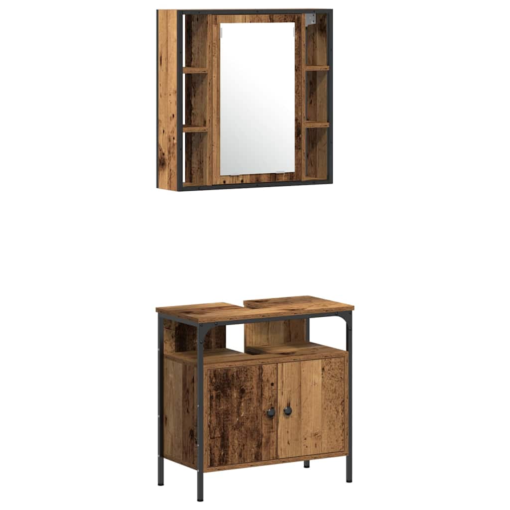 vidaXL Σετ Επίπλων Μπάνιου 4 τμχ. Παλιό Ξύλο 33 x 33 x 185,5 εκ