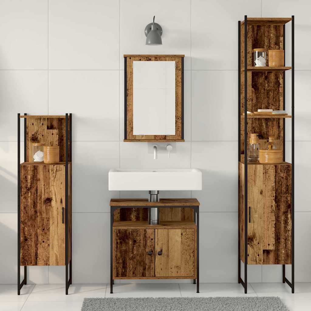 vidaXL Σετ Επίπλων Μπάνιου 4 τμχ. Παλιό Ξύλο 33 x 33 x 185,5 εκ