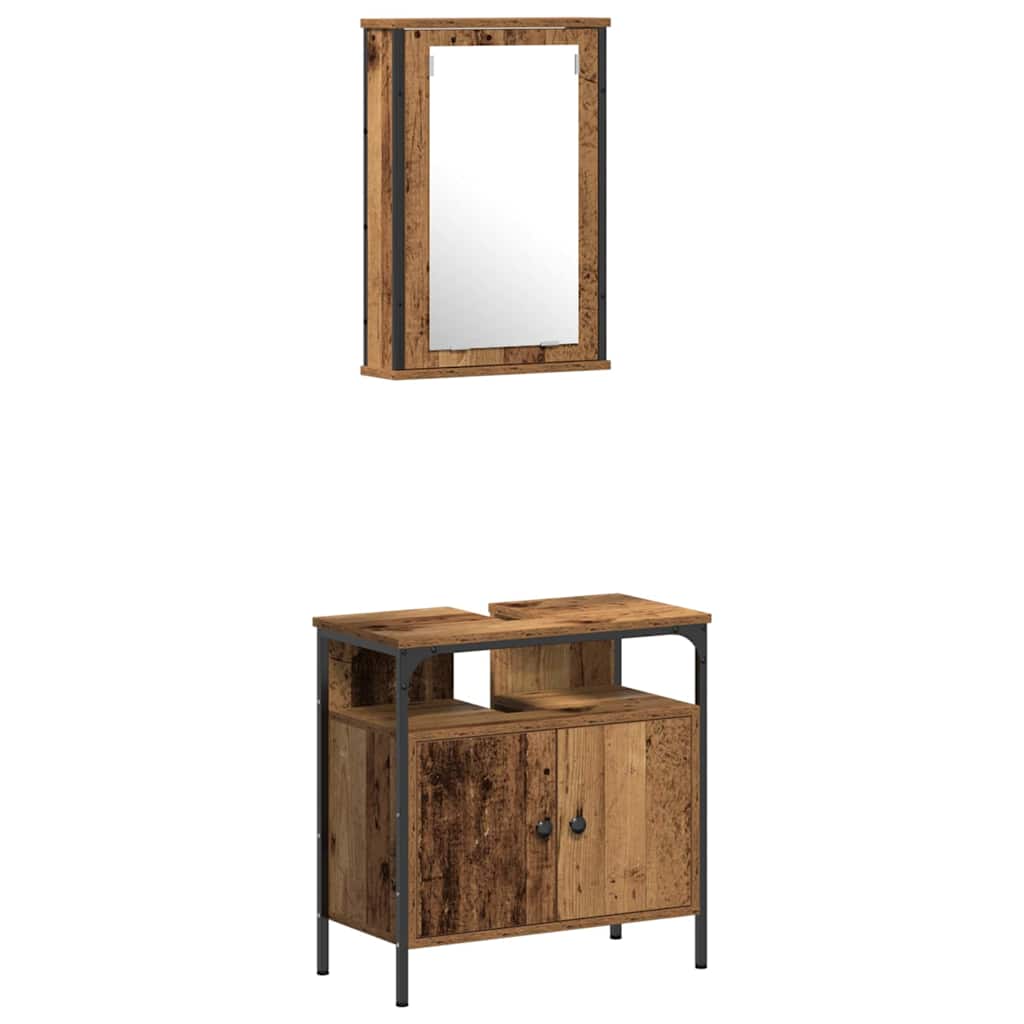 vidaXL Σετ Επίπλων Μπάνιου 4 τμχ. Παλιό Ξύλο 33 x 33 x 185,5 εκ