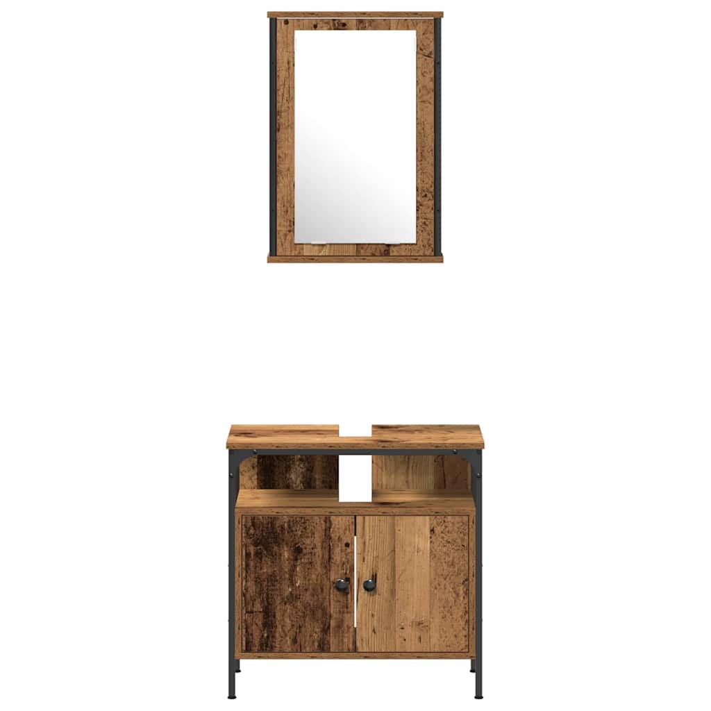 vidaXL Σετ Επίπλων Μπάνιου 4 τμχ. Παλιό Ξύλο 33 x 33 x 185,5 εκ