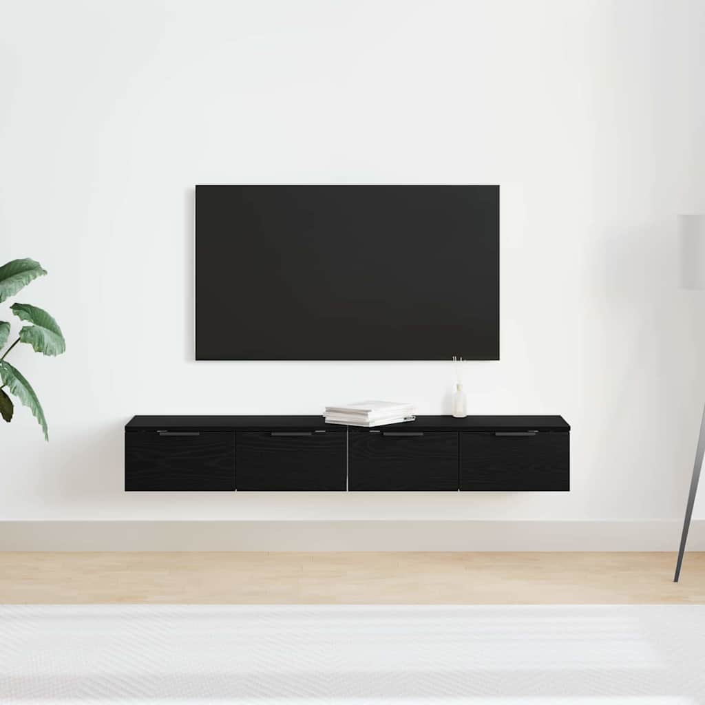 vidaXL Ντουλάπα Τοίχου με συρτάρι 2 pcs Μαύρη δρυς 68 x 30 x 20 εκ.