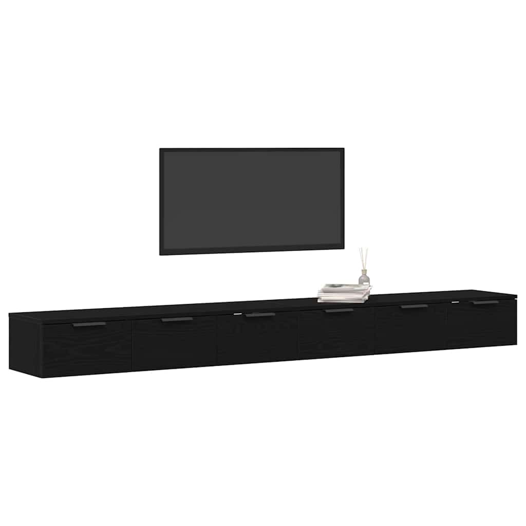 vidaXL Ντουλάπα Τοίχου με συρτάρι 2 pcs Μαύρη δρυς 102 x 30 x 20 εκ.