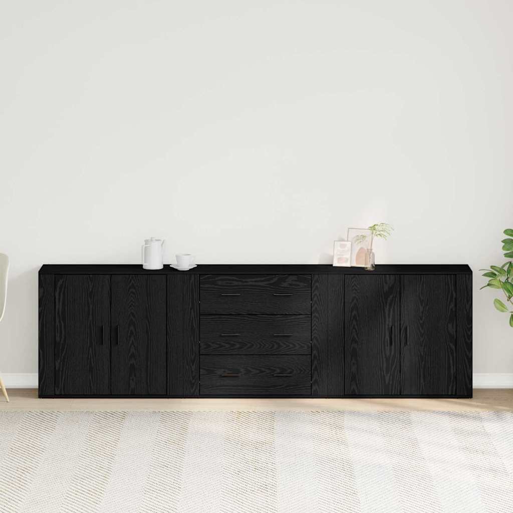 vidaXL Πλαϊνό γραφείο Μαύρη Οξυά 240 x 33 x 70 εκ. Επεξεργασμένο ξύλο
