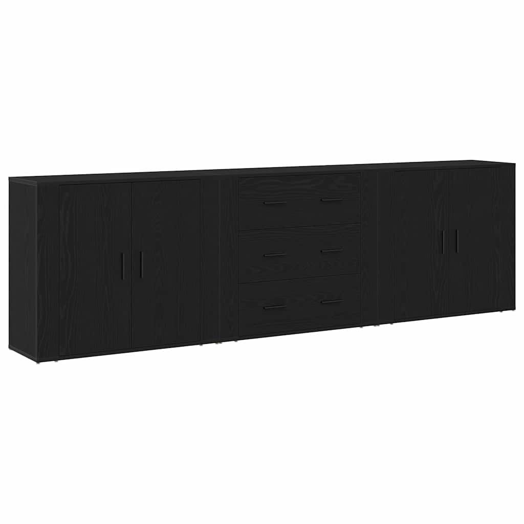 vidaXL Πλαϊνό γραφείο Μαύρη Οξυά 240 x 33 x 70 εκ. Επεξεργασμένο ξύλο