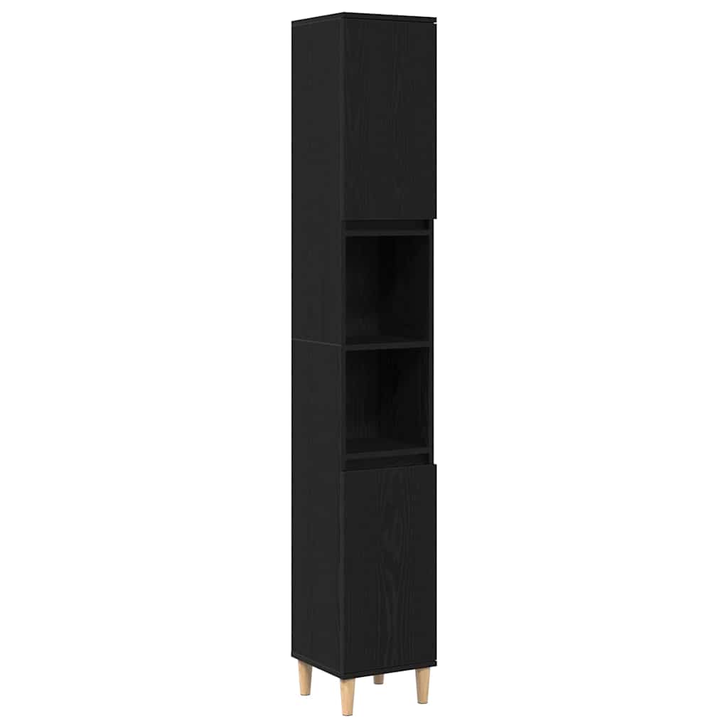 vidaXL Σετ Επίπλων Μπάνιου με αποθήκευση 3 pcs Μαύρο 30 x 30 x 180 cm