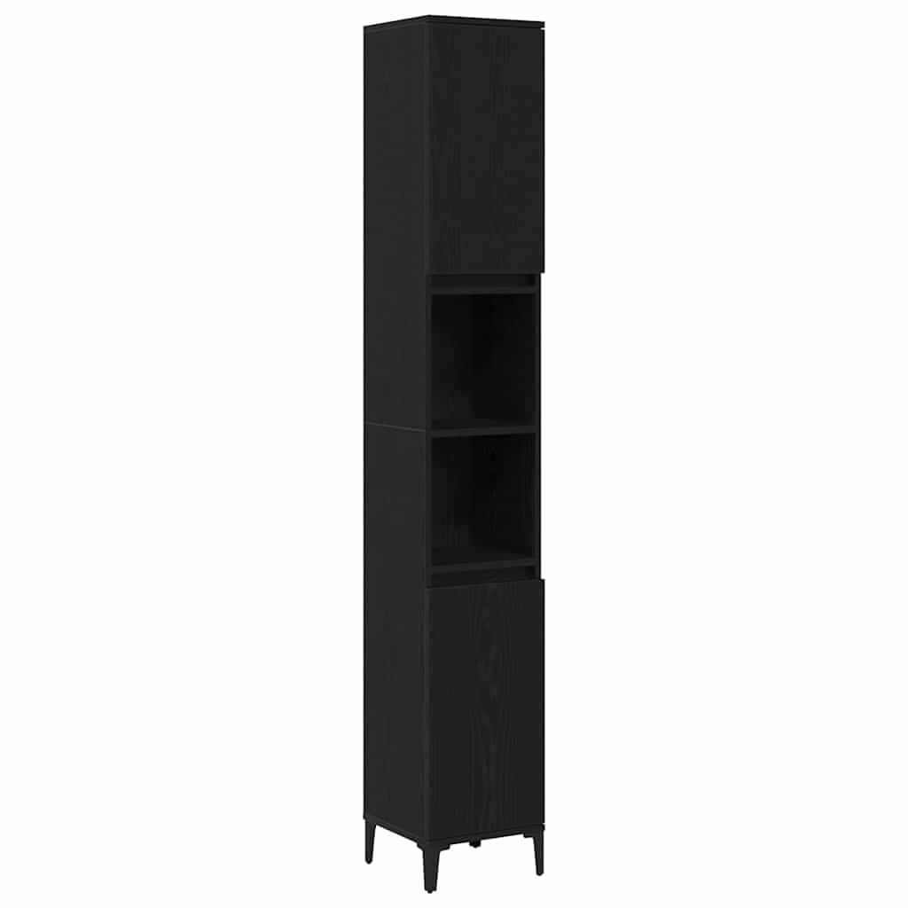 vidaXL Σετ Επίπλων Μπάνιου με συρτάρι 3 pcs Μαύρο 30 x 30 x 180 cm