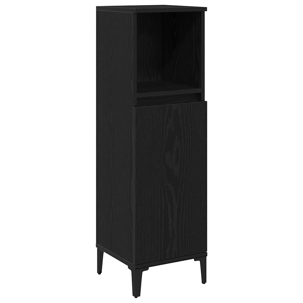vidaXL Σετ Επίπλων Μπάνιου με συρτάρι 3 pcs Μαύρο 30 x 30 x 180 cm