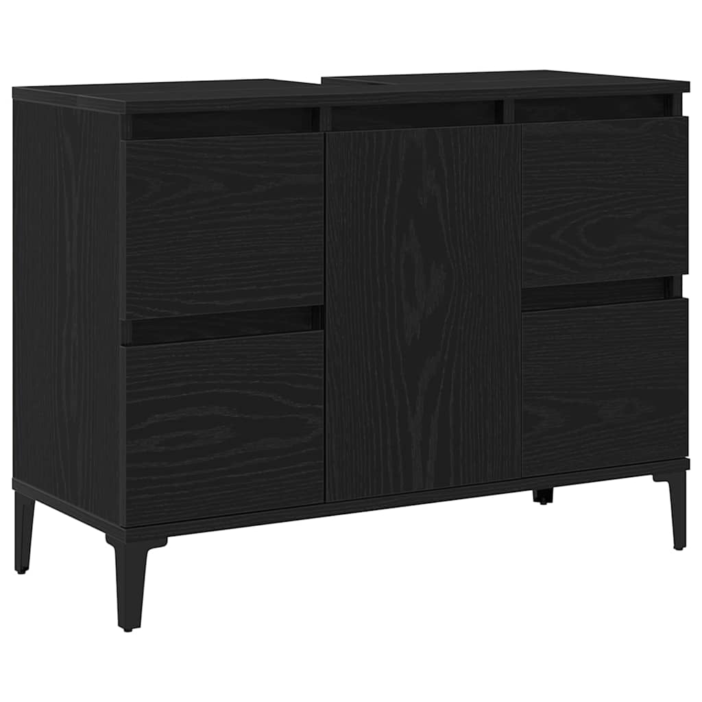 vidaXL Σετ Επίπλων Μπάνιου με συρτάρι 3 pcs Μαύρο 30 x 30 x 180 cm