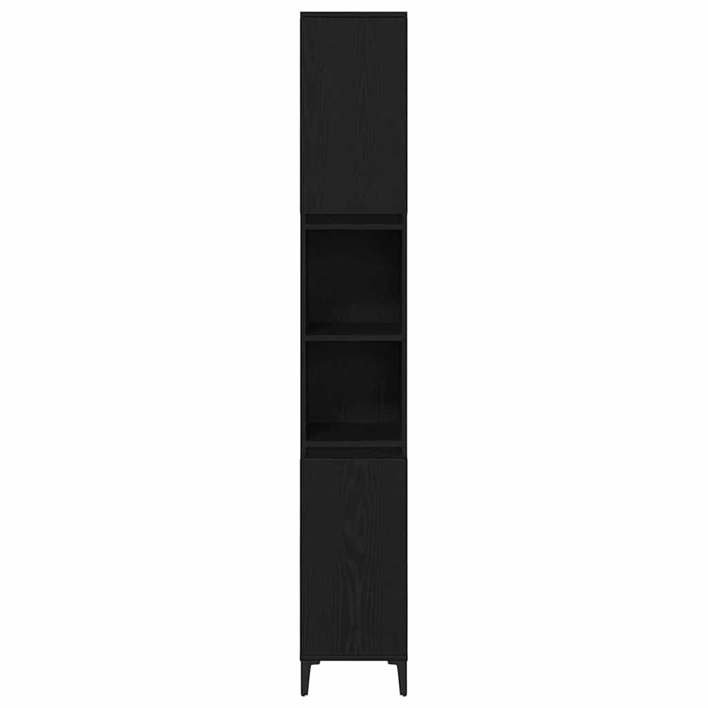 vidaXL Σετ Επίπλων Μπάνιου με συρτάρι 3 pcs Μαύρο 30 x 30 x 180 cm