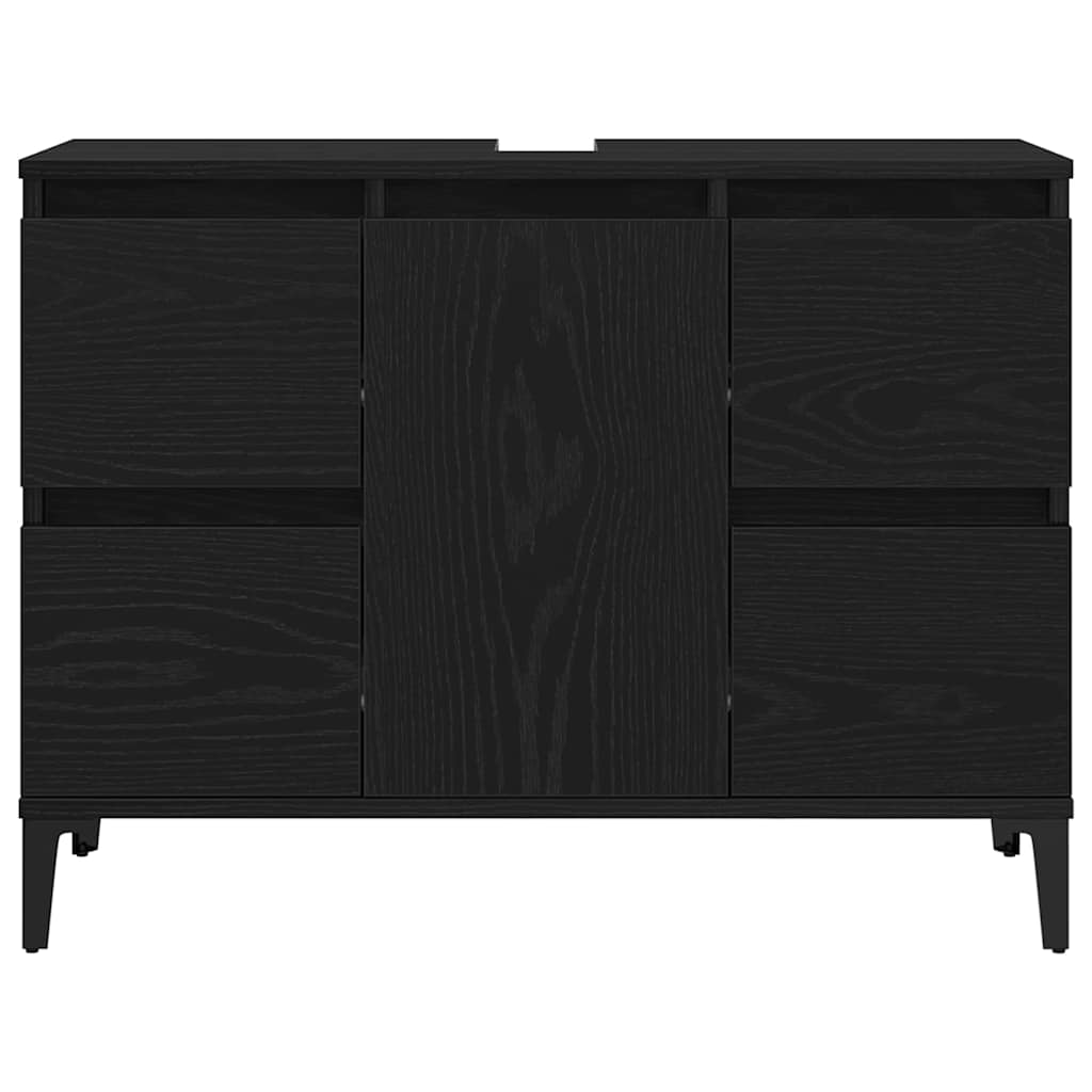 vidaXL Σετ Επίπλων Μπάνιου με συρτάρι 3 pcs Μαύρο 30 x 30 x 180 cm