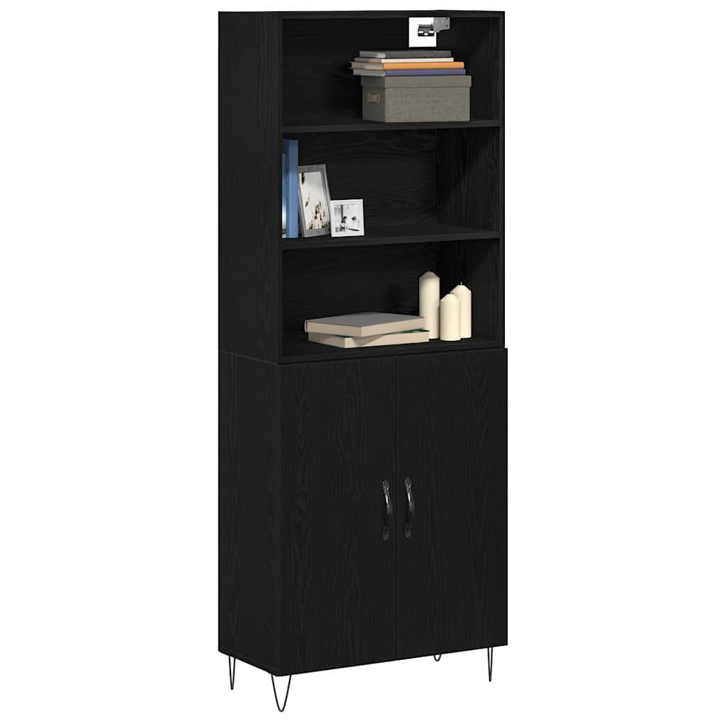 vidaXL Υψηλό Ντουλάπι Μαύρης Δρυός 69.5x34x180 εκ. Μοριοσανίδες