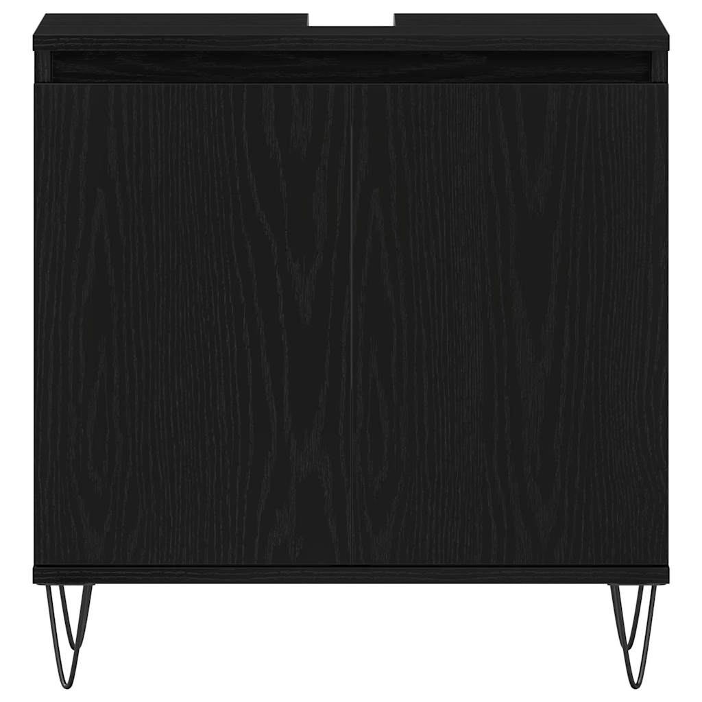 vidaXL Σετ Επίπλων Μπάνιου 3 τμχ. Μαύρη Οξυά 30 x 30 x 190 εκ