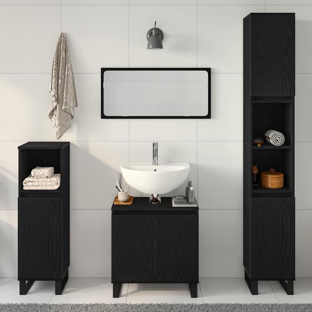 vidaXL Σετ Επίπλων Μπάνιου με αποθήκευση 3 pcs Μαύρο 30 x 30 x 190 εκ