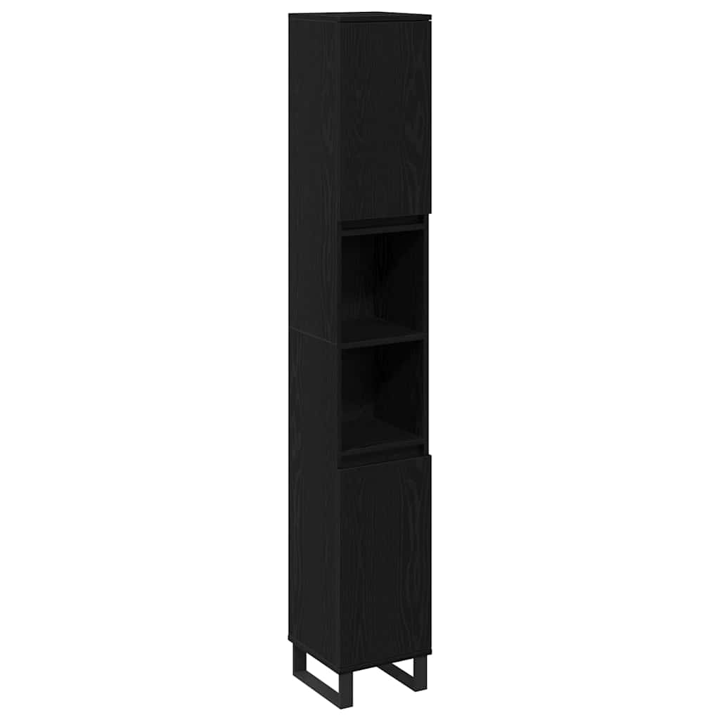 vidaXL Σετ Επίπλων Μπάνιου με αποθήκευση 3 pcs Μαύρο 30 x 30 x 190 εκ