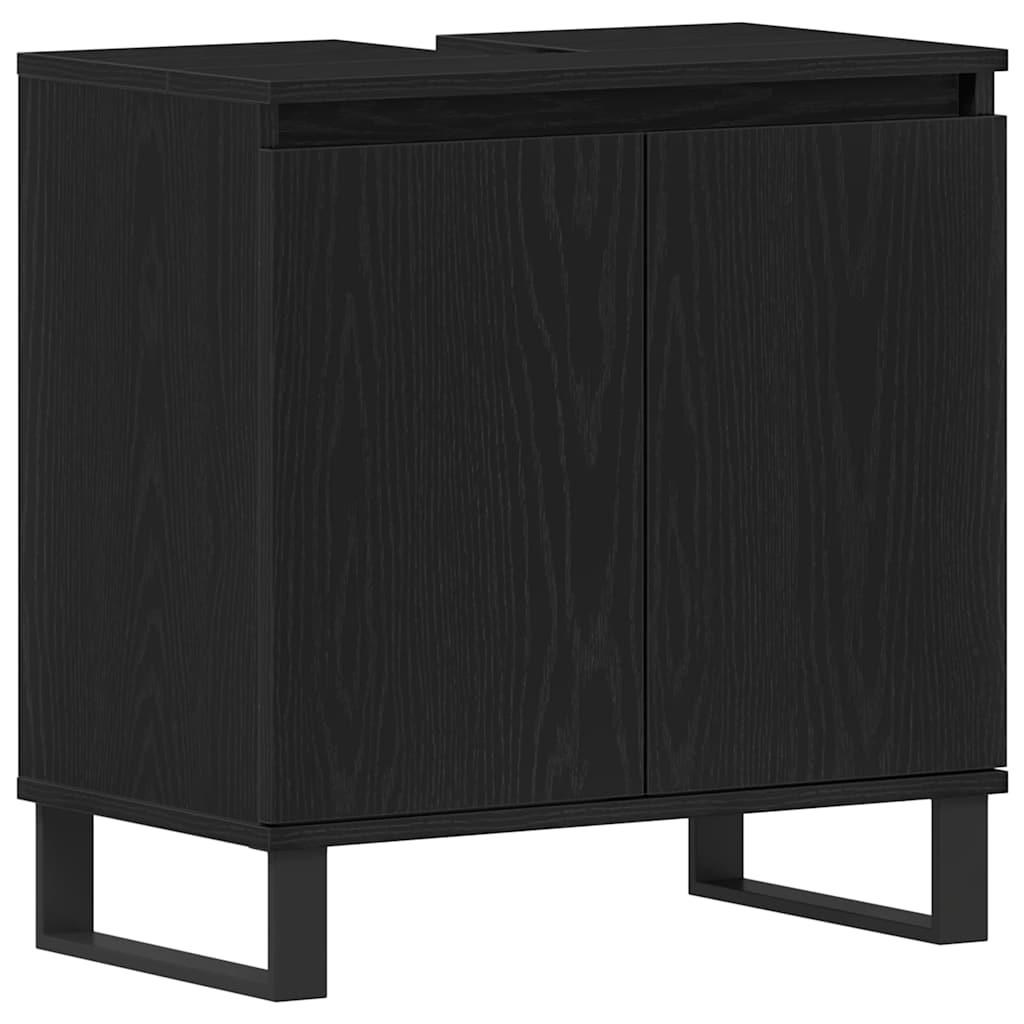 vidaXL Σετ Επίπλων Μπάνιου με αποθήκευση 3 pcs Μαύρο 30 x 30 x 190 εκ