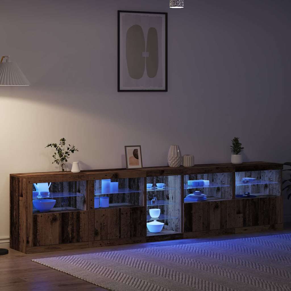 vidaXL Πλευρικό Τραπέζι LED Παλιό ξύλο 283 x 37 x 67 εκ