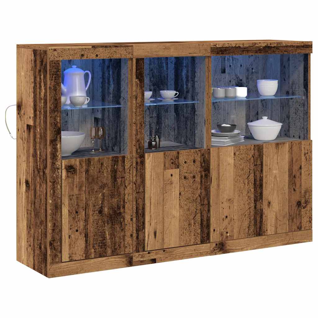 vidaXL Μπουφές με LED Φωτισμό Παλιού Ξύλου 142.5x37x100 cm