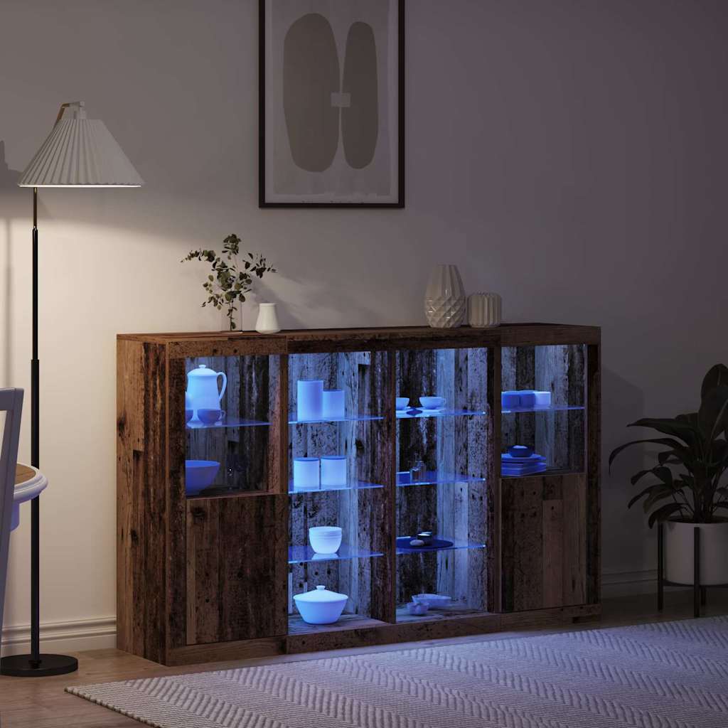 Μπουφές vidaXL με LED Φώτα Παλαιό Ξύλο 163x37x100 cm Κατασκευασμένο Ξύλο