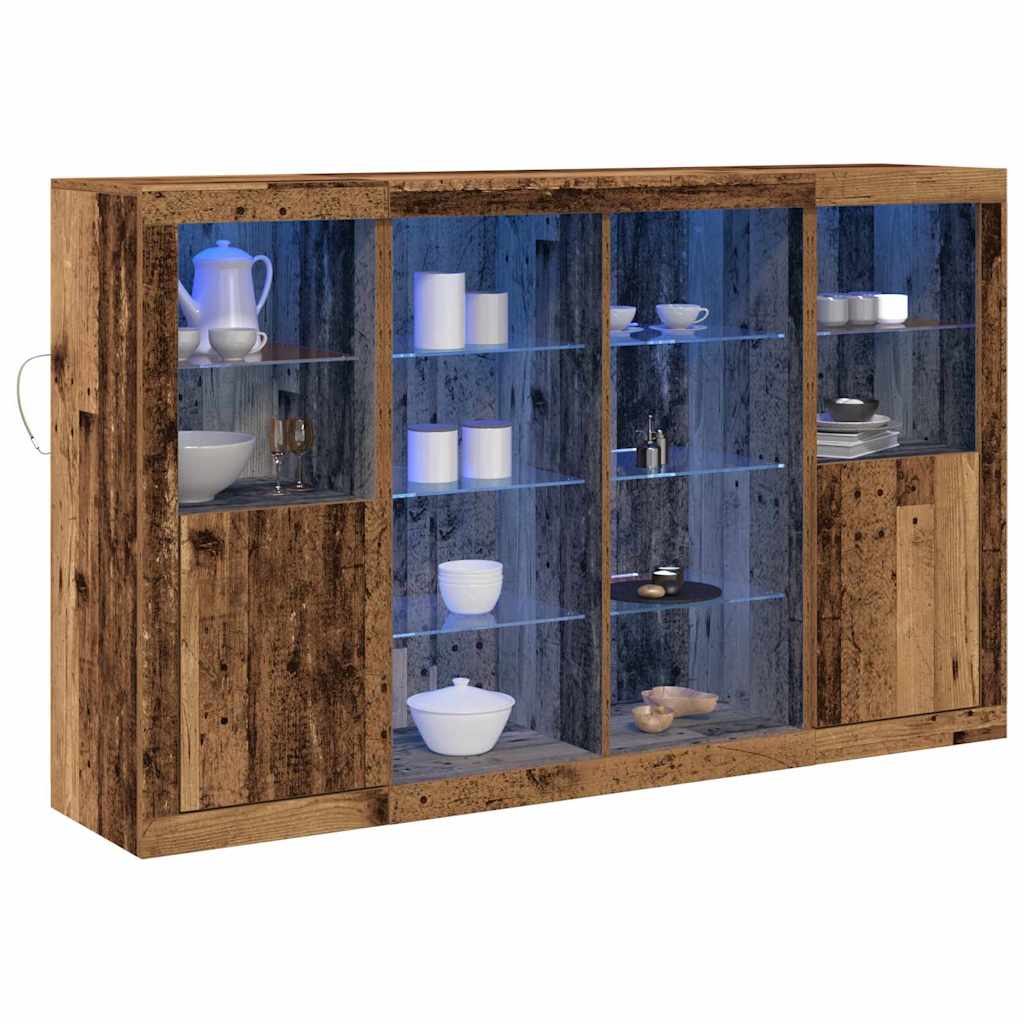 Μπουφές vidaXL με LED Φώτα Παλαιό Ξύλο 163x37x100 cm Κατασκευασμένο Ξύλο