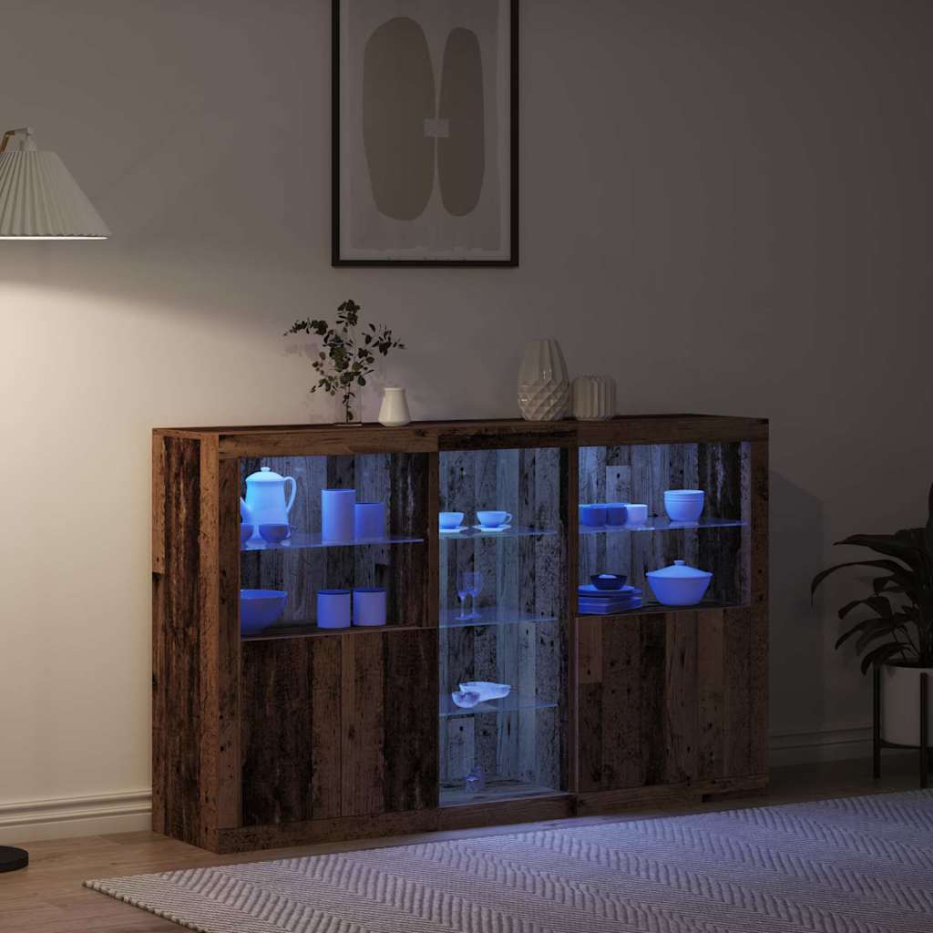 vidaXL Μπουφές με Φώτα LED Παλιά Ξύλινη Επιφάνεια 162x37x100 εκ Επεξεργασμένο Ξύλο