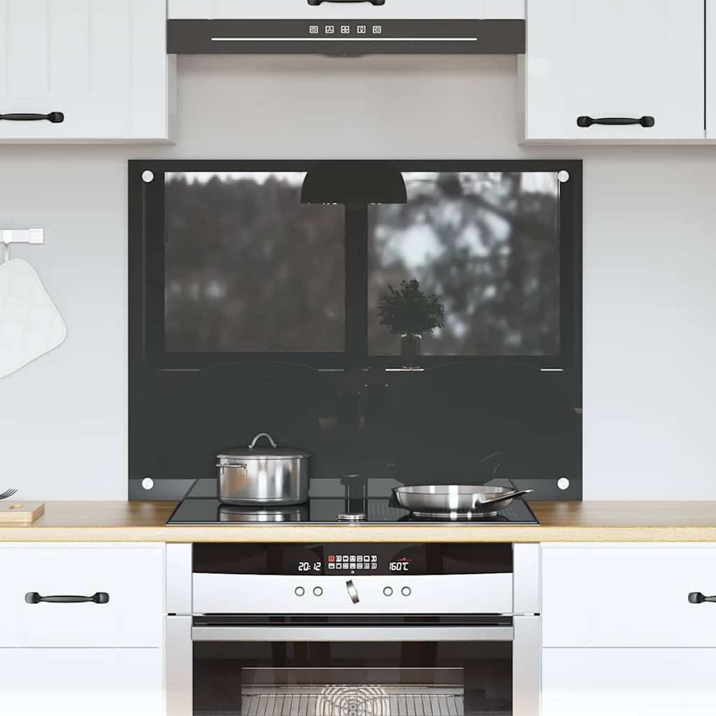 vidaXL Πλάτη κουζίνας Σκούρο Γκρι 80 x 60 cm σκληρυμένο γυαλί