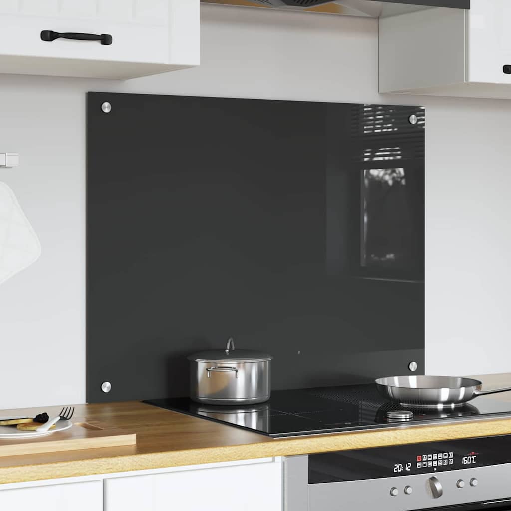 vidaXL Πλάτη κουζίνας Σκούρο Γκρι 80 x 60 cm σκληρυμένο γυαλί