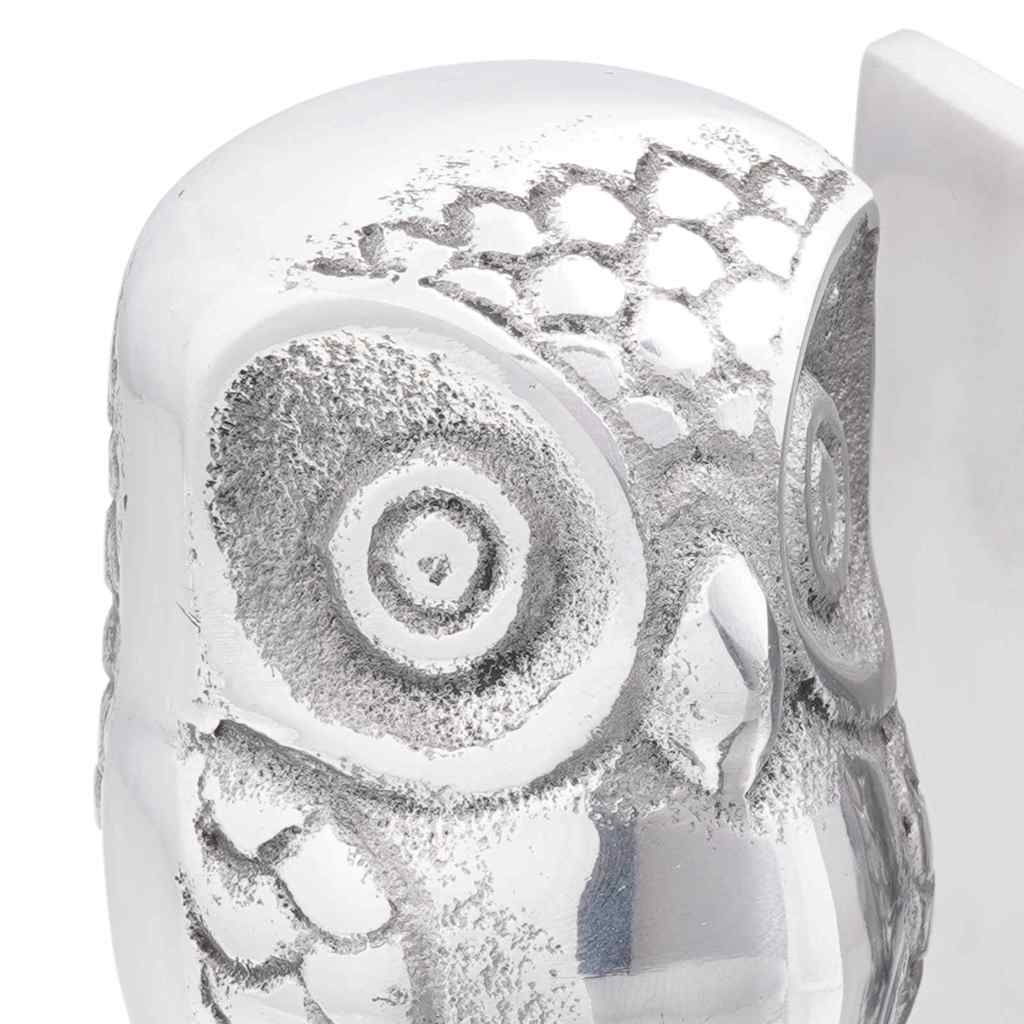 vidaXL Βιβλιοστάτες 2 τεμ Ασήμι 7x9x11 εκ Αλουμίνιο Κουκουβάγια