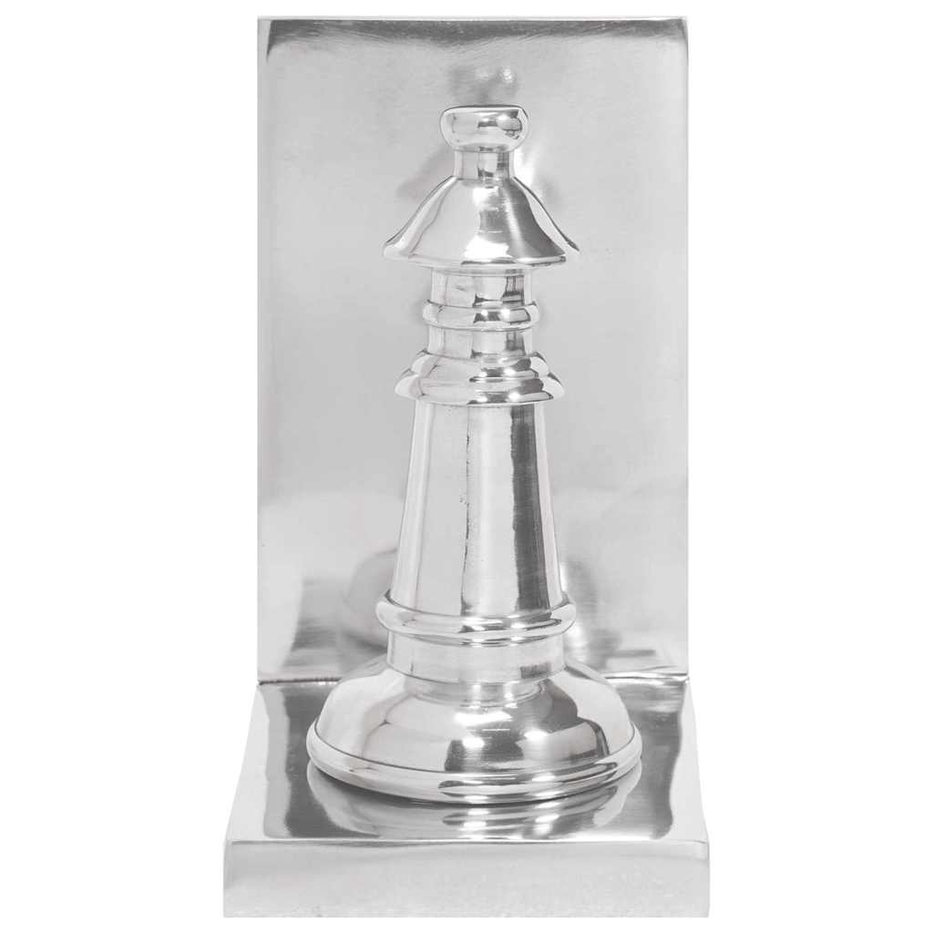 vidaXL Βιβλιοστάτες 2 τεμ Ασήμι 11x12x19,5 εκ Αλουμίνιο Σκακιέρα