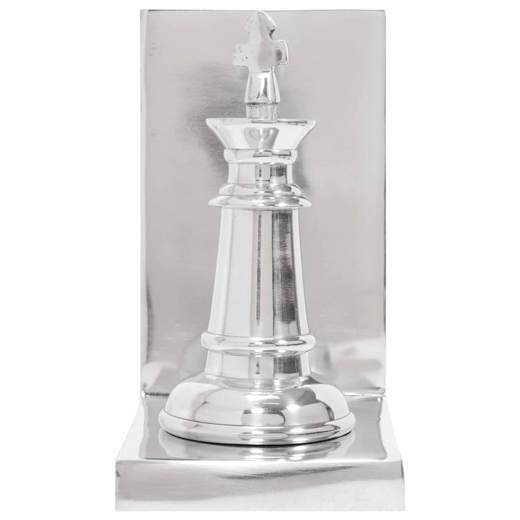 vidaXL Βιβλιοστάτες 2 τεμ Ασήμι 11x12x19,5 εκ Αλουμίνιο Σκακιέρα