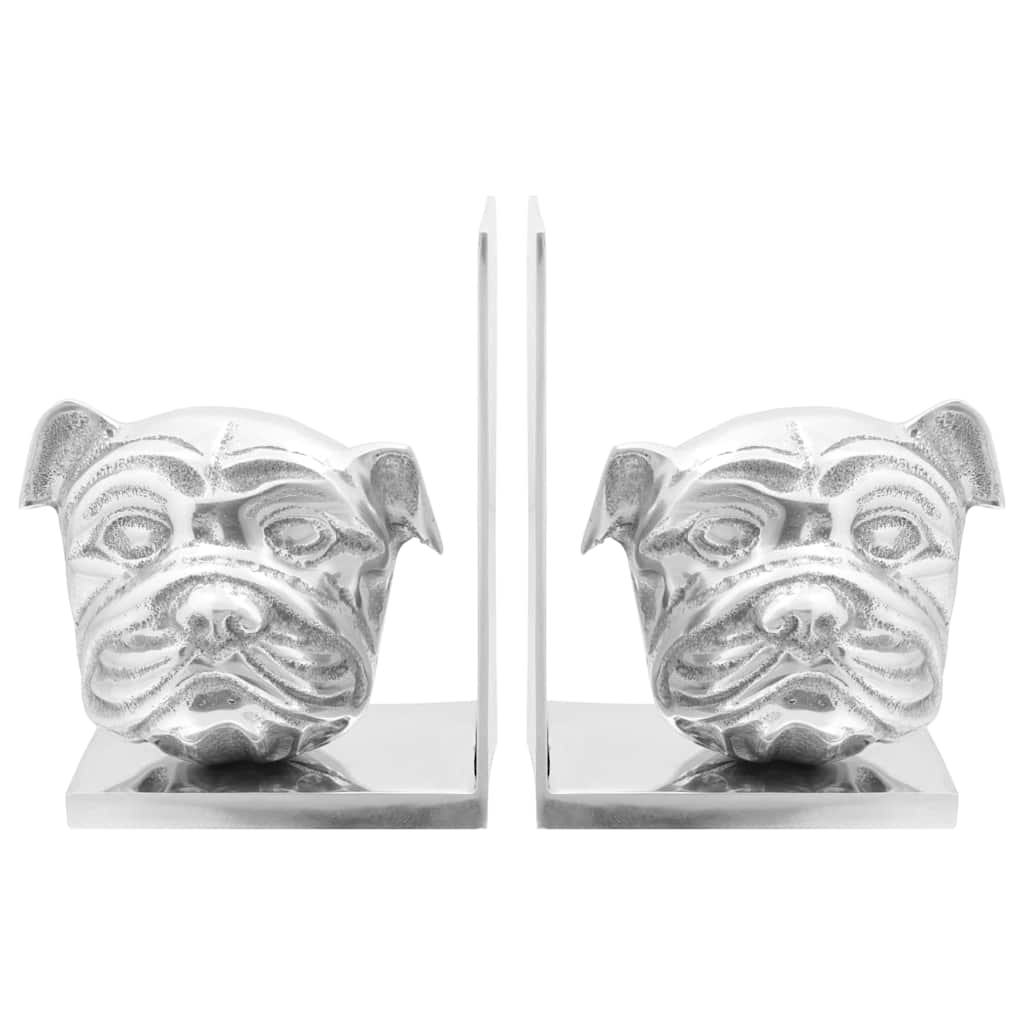 vidaXL Βιβλιοστάτες 2 τεμ Ασημί 8x12x16,5 εκ Αλουμίνιο Σκύλος