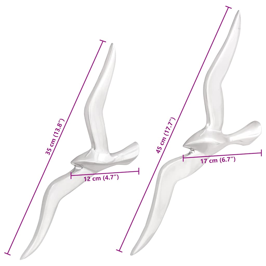 vidaXL Τοίχος Γλάρου 2 Πακέτο Ασημένιο Αλουμίνιο